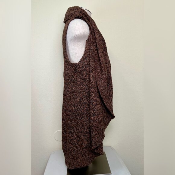 FEVER Brown & Black Marled Open Front Draped Cardigan Vest Extra Large - Picture 4 of 7